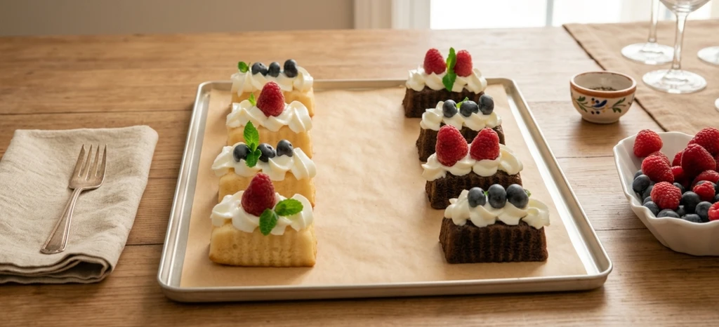 Blech mit kleinen Törtchen und Beeren